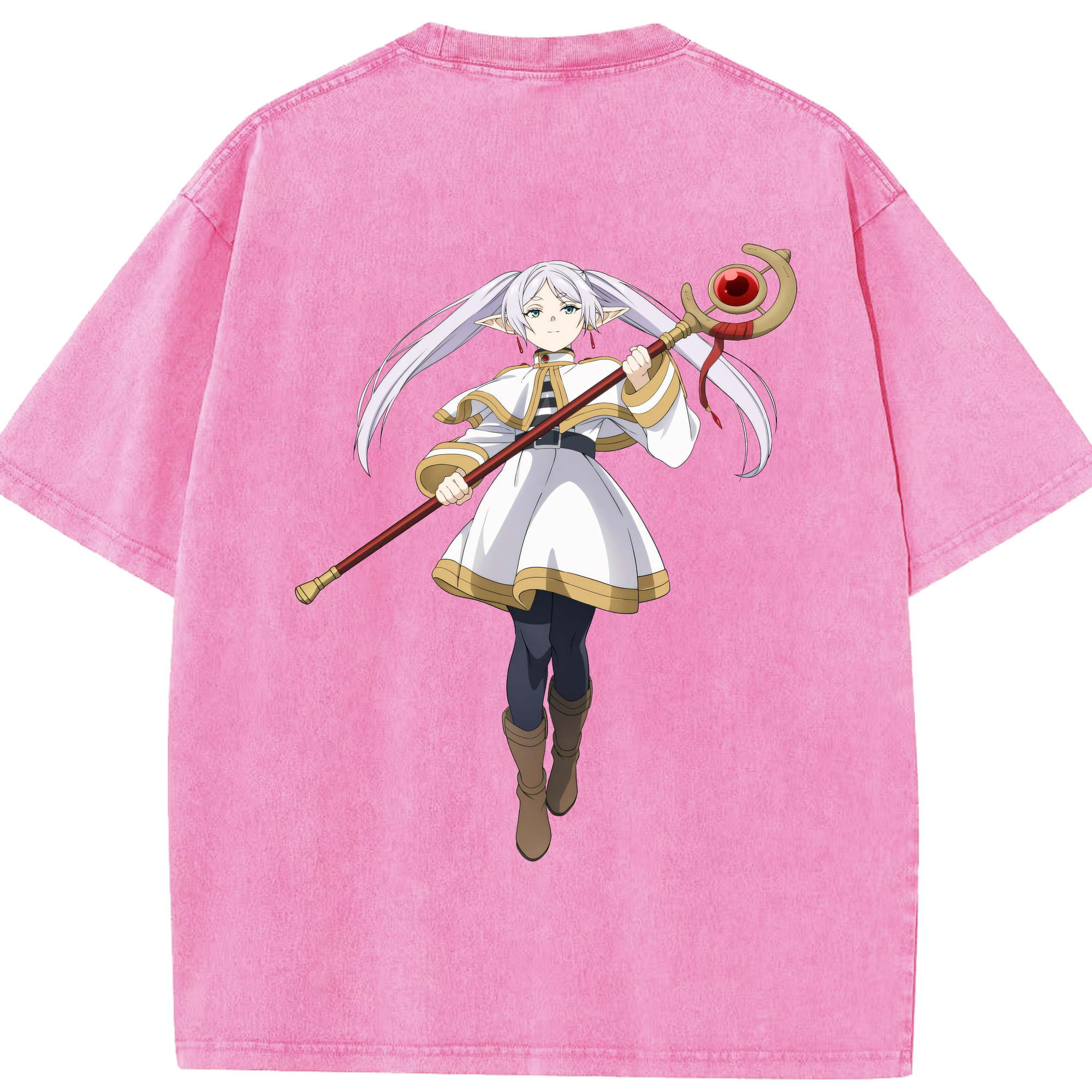 （画像用） 葬送のフリーレン Frieren 綿100% ヴィンテージ風 半袖Tシャツ（背面プリント）